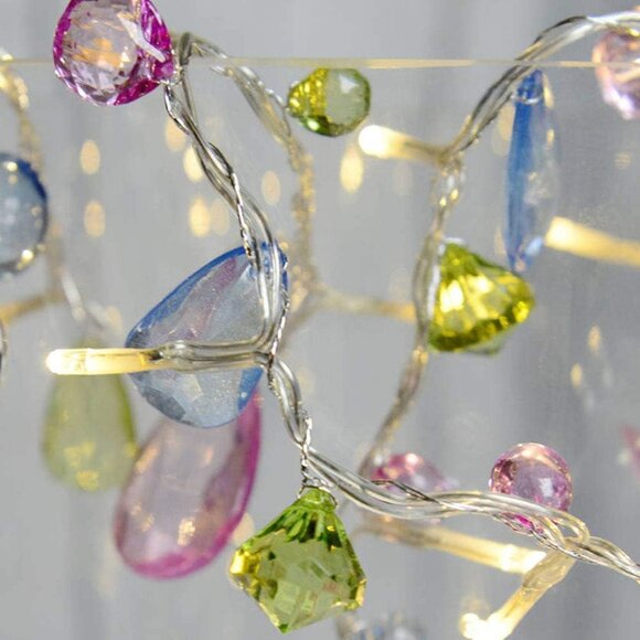 NEW Bohemian Fairy Gem Crystal-Cut LED Remote String Lights Wall Dorm Boho Decor - Picture 12 of 12